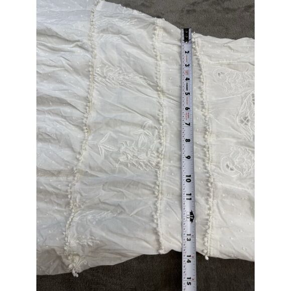 Anthropologie White Embroidered Tiered Midi Dress Halter Neck US 14 - Picture 11 of 15